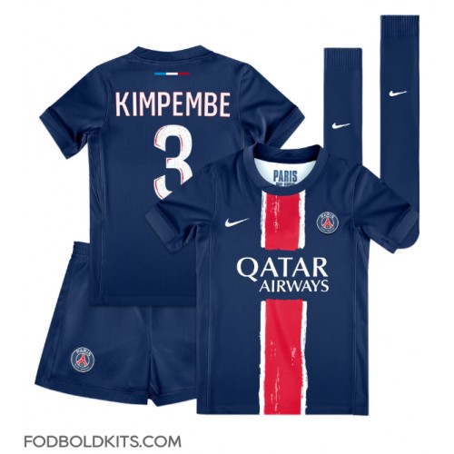 Paris Saint-Germain Presnel Kimpembe #3 Hjemmebanesæt Børn 2024-25 Kortærmet (+ Korte bukser)